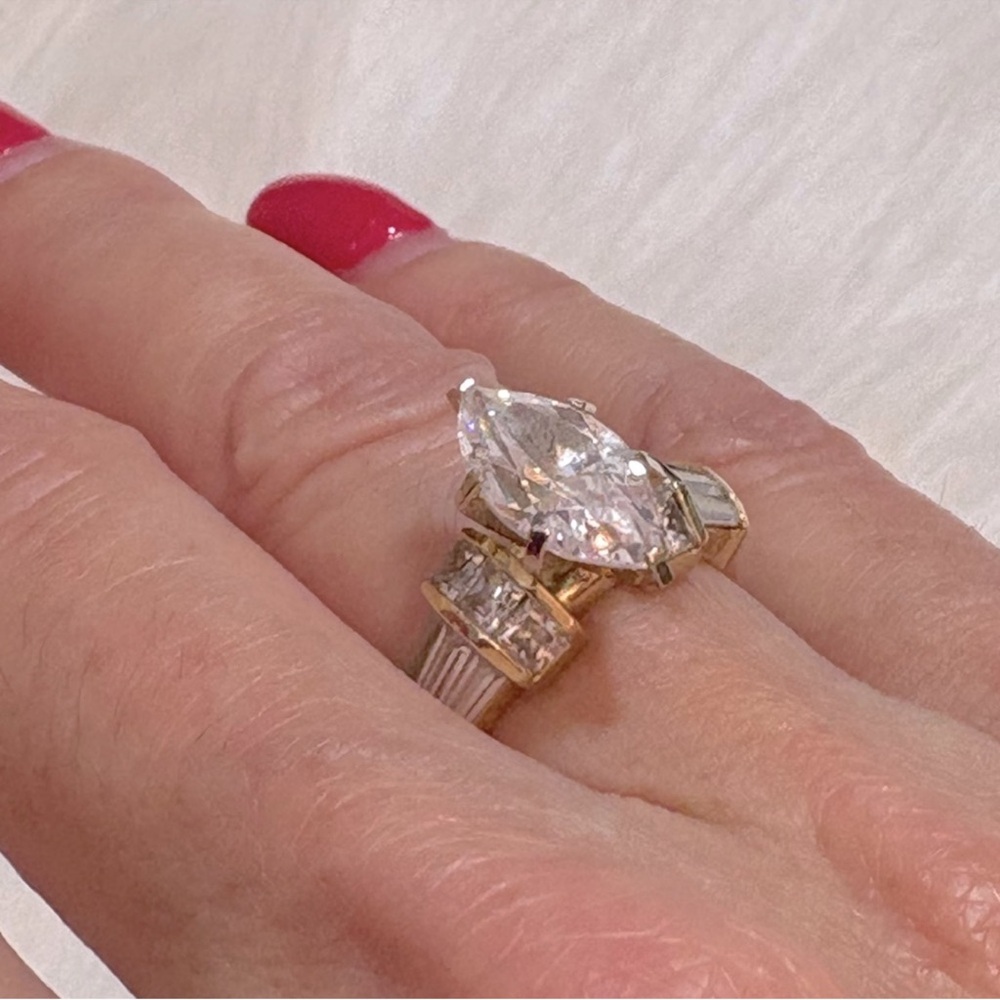 Vintage 14K Marquis CZ Wedding/Engagement Ring